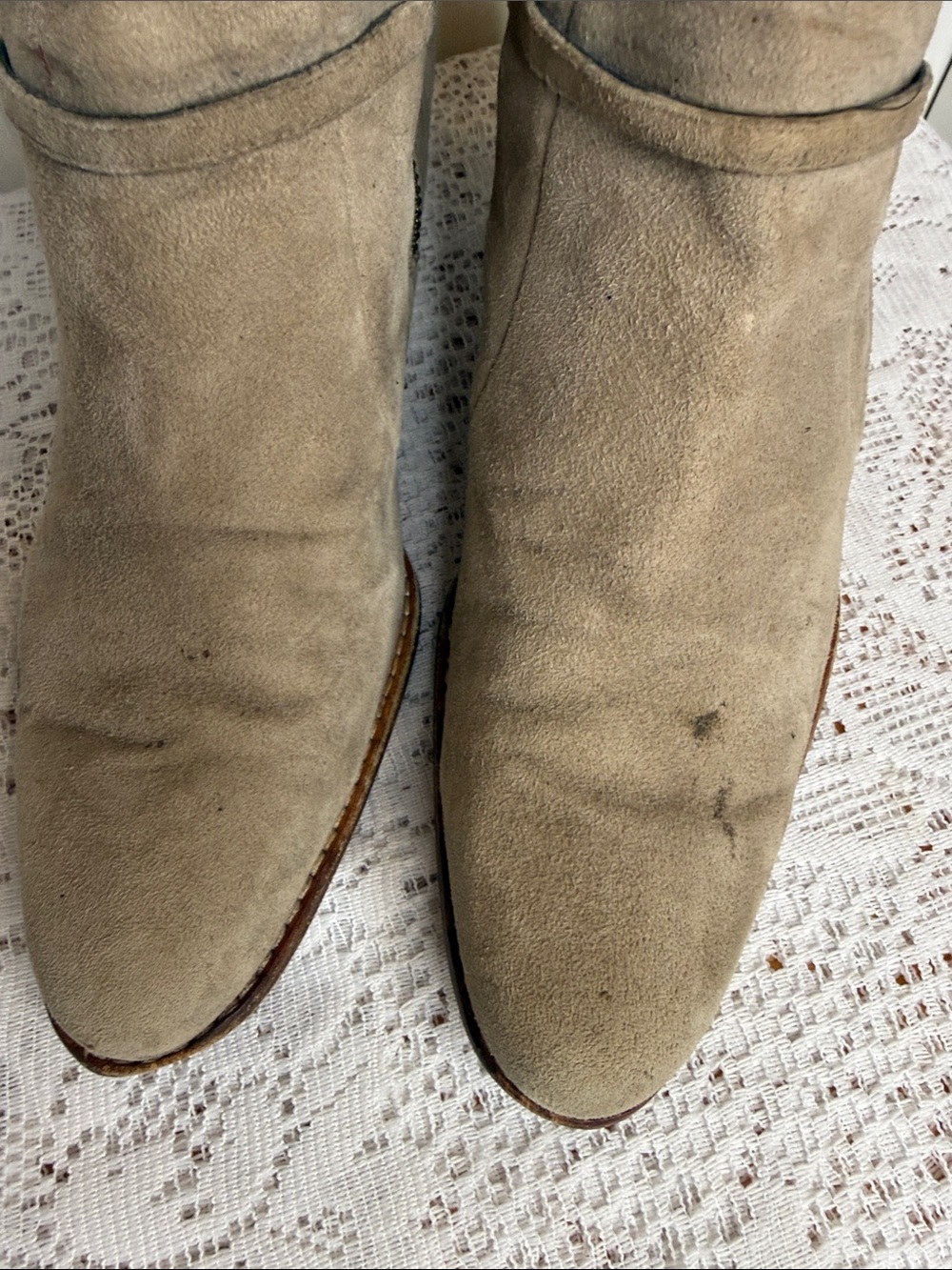 Timberland Knee-High Taupe leather gray tanish Block Heel Boots sz 8.5 - Picture 4 of 7